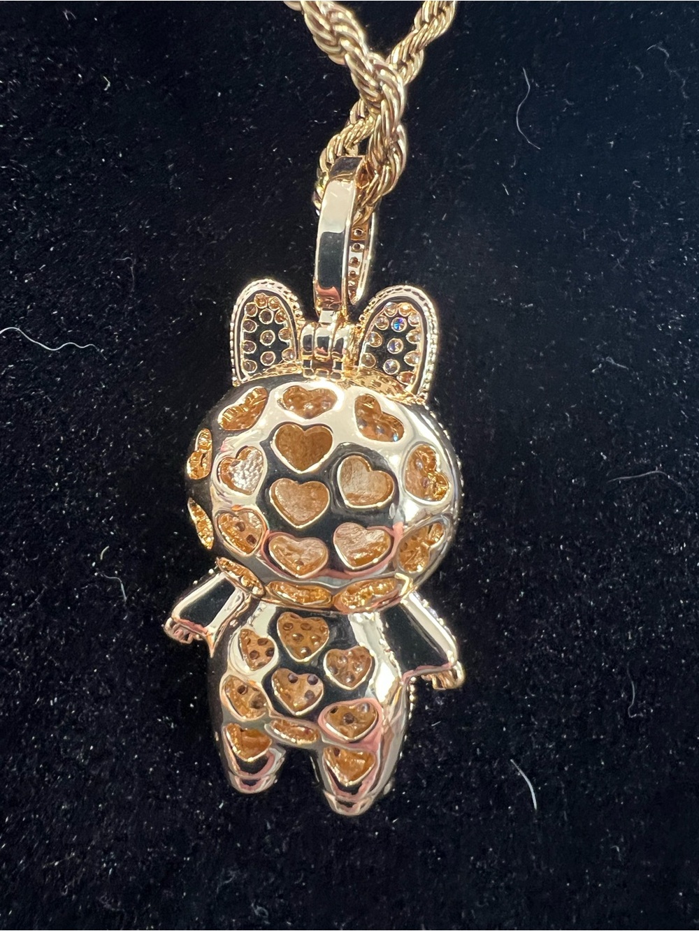Gold-Tone Labubu Pendant Rope Chain Necklace - Gold - Picture 3 of 3